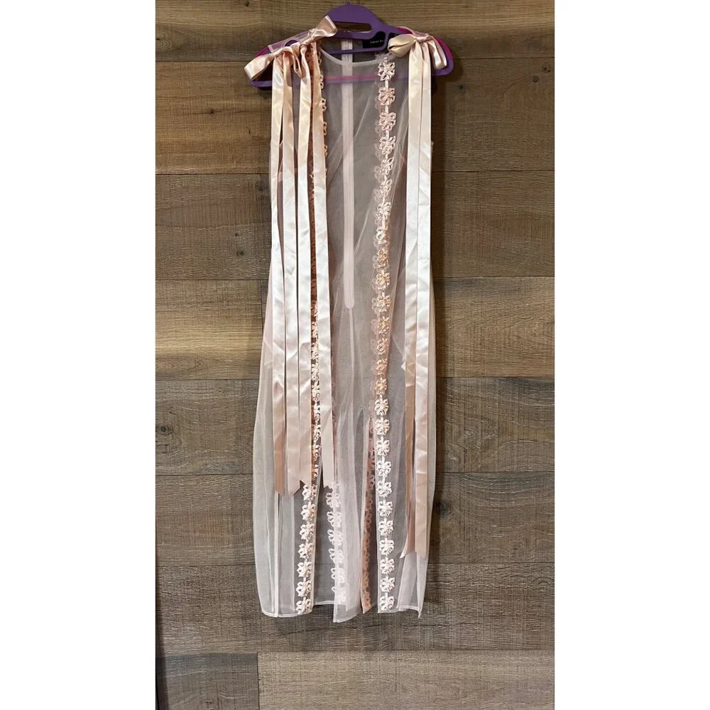 Simone Rocha pale pink ribbon-trimmed sleeveless midi dress size US 0 NWOT - Picture 4 of 11